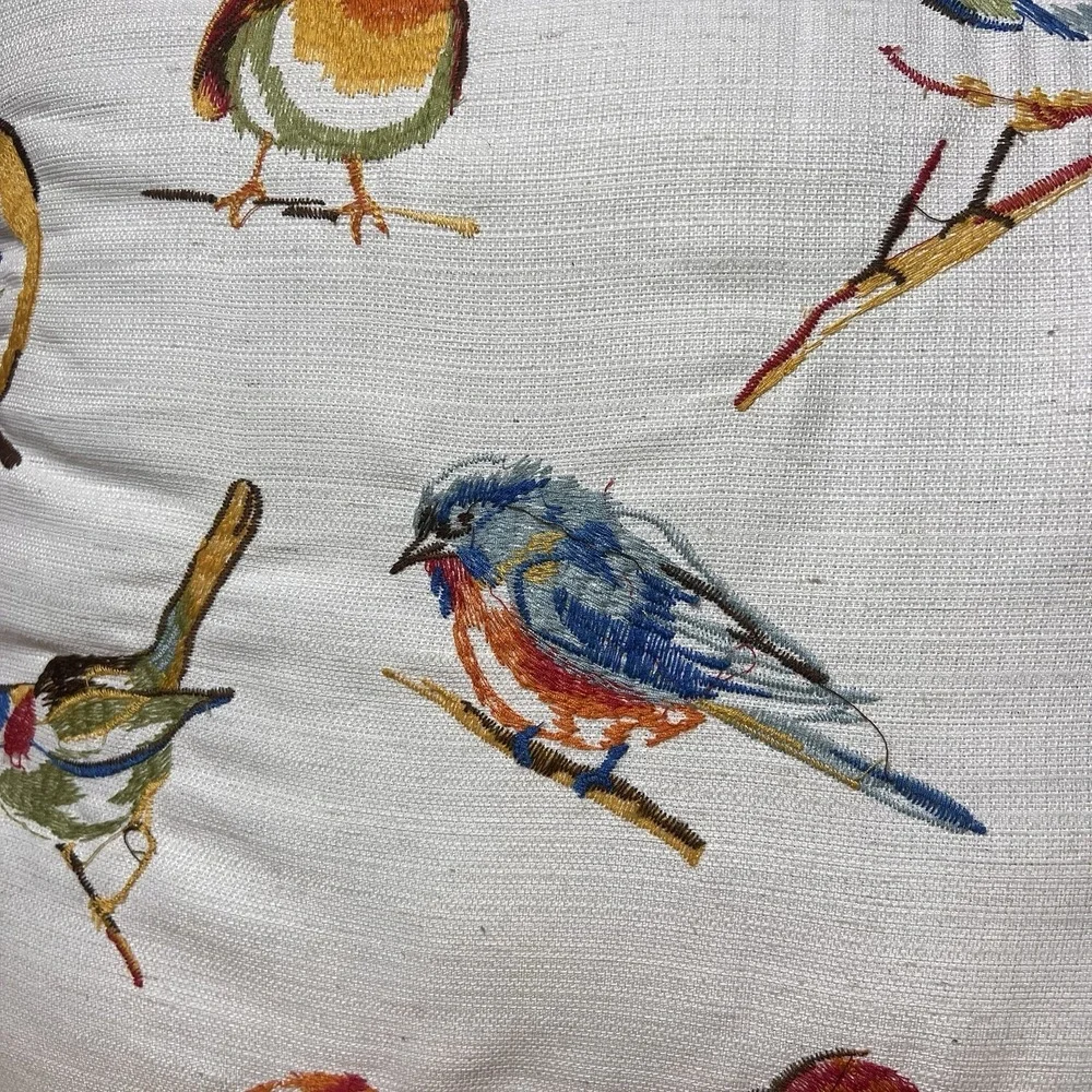 Set of 2 Colorful Bird Print Throw Pillows 18x18 Cottagecore Farmhouse Decor